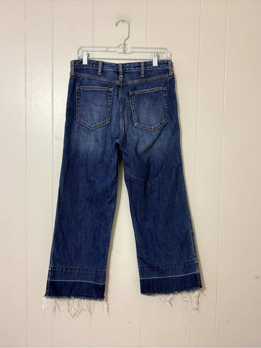 Abercrombie & Fitch Cropped Stovepipe Jeans Size 8R Wide Leg Raw Hem - Picture 6 of 9